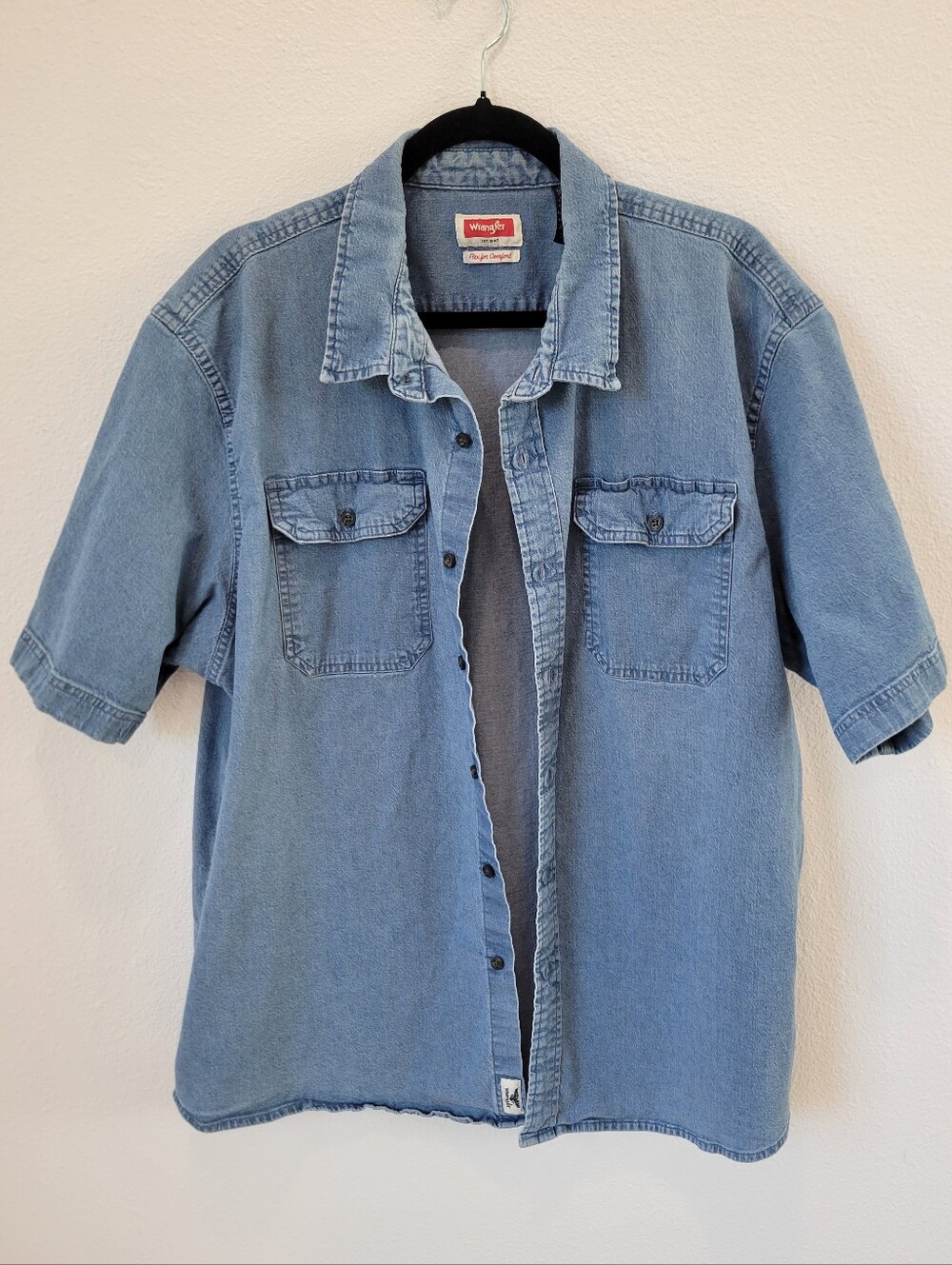 Wrangler Men’s 2XL Flex for Comfort Denim Shirt Short Sleeve Western Workwear